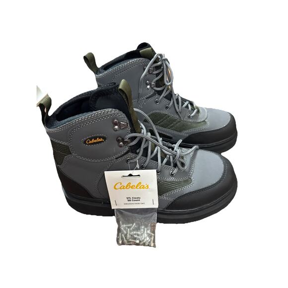 Cabela’s Ultralight II Wading Boots Sz 11 Men’s Grey Fly Fishing Cleat Bottoms - Picture 1 of 9